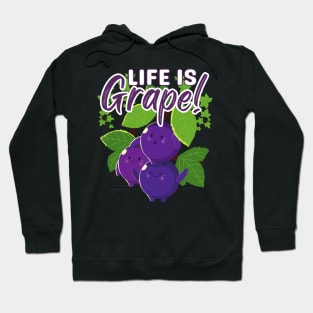 Funny Life Is Grape Fruit Pun Cute Kawaii Food Humor Silly Hoodie